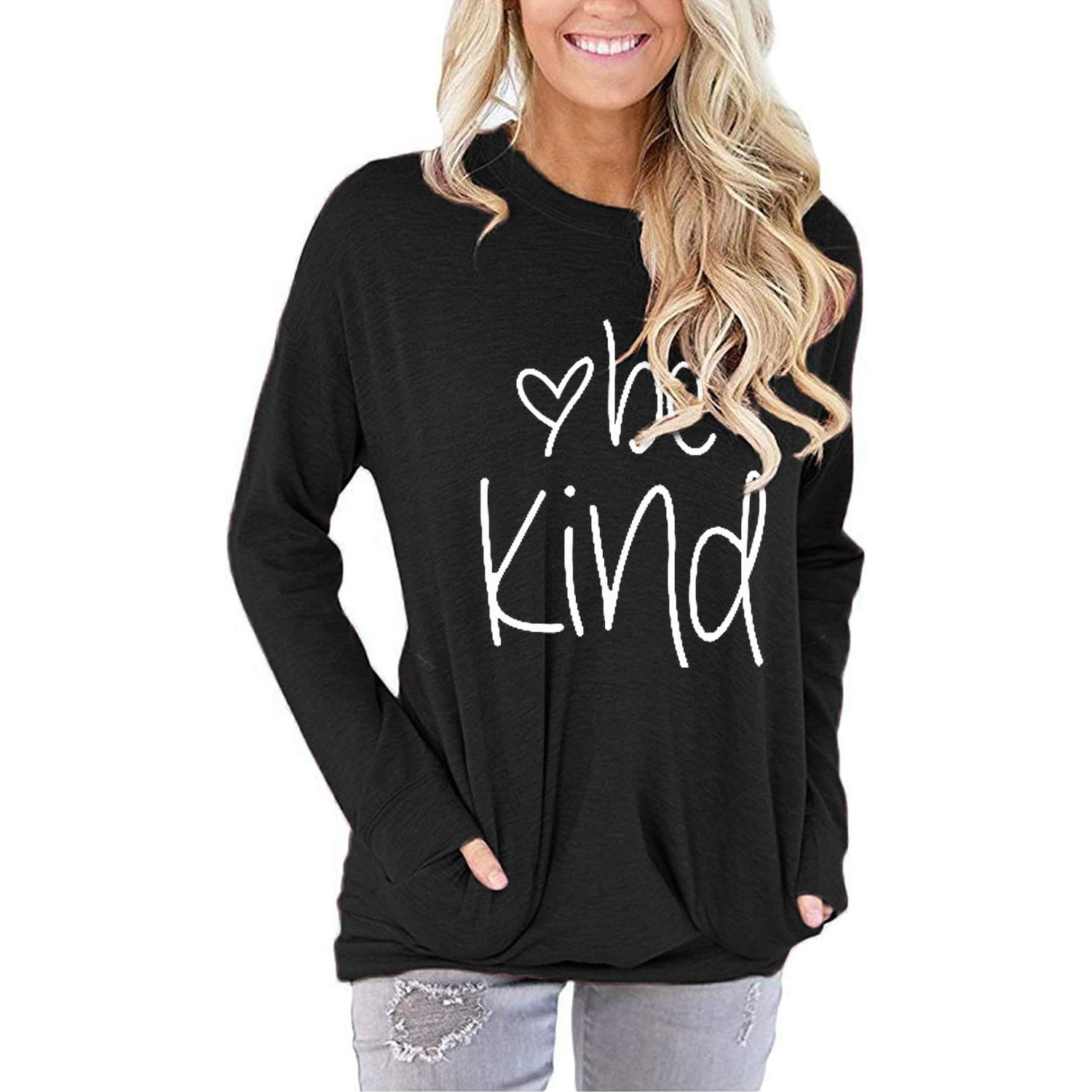 Akihoo Womens Casual Long Sleeve Tunic Tops Crew Neck Shirt Blouses